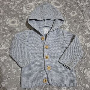 Carter's Unisex Grey Knit Organic Cotton Cardigan Size 18M